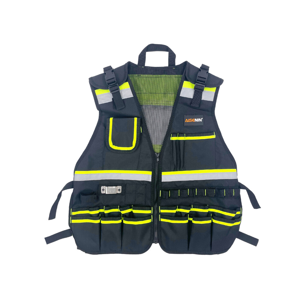 (Green) Tool Vest with Adjustable Straps, Tool Pockets, Tool Bags Belt Loops and-image-OPC-PDZ69PS-NEW