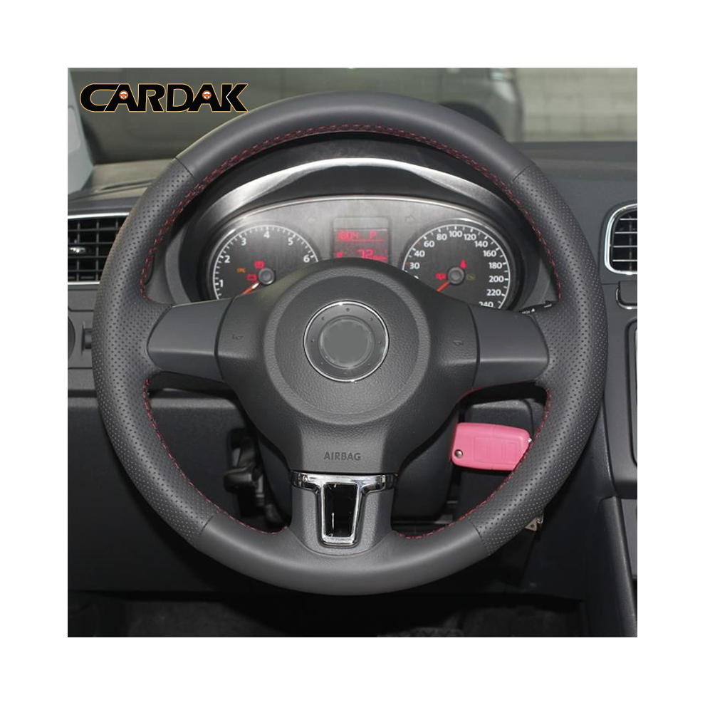 Car accessories Leather Hand-stitched Car Steering Wheel Covers For Volkswagen