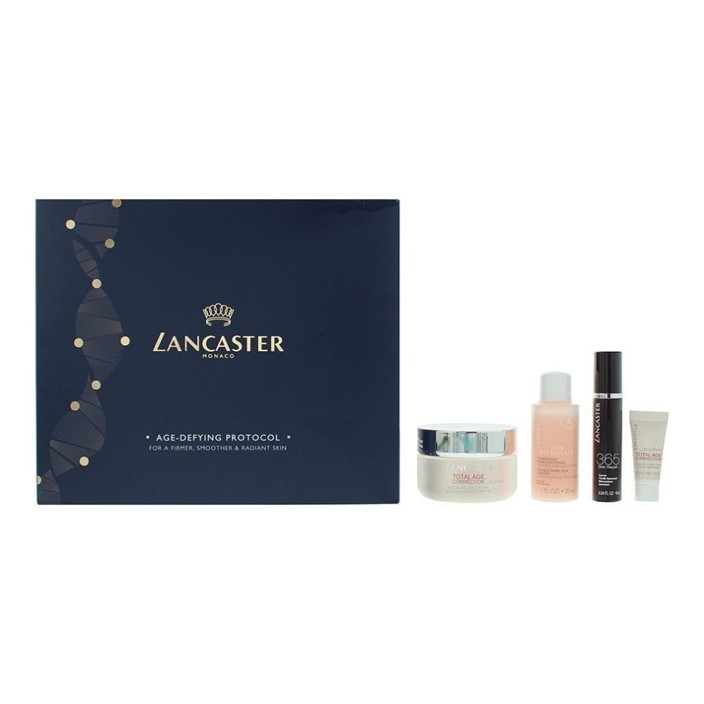 Lancaster Total Age Correction _Amplified 4 Piece Gift Set: Toner 30ml - Anti-Wrinkle Serum 10ml - Cream SPF15 50ml - Brightening Serum 3ml