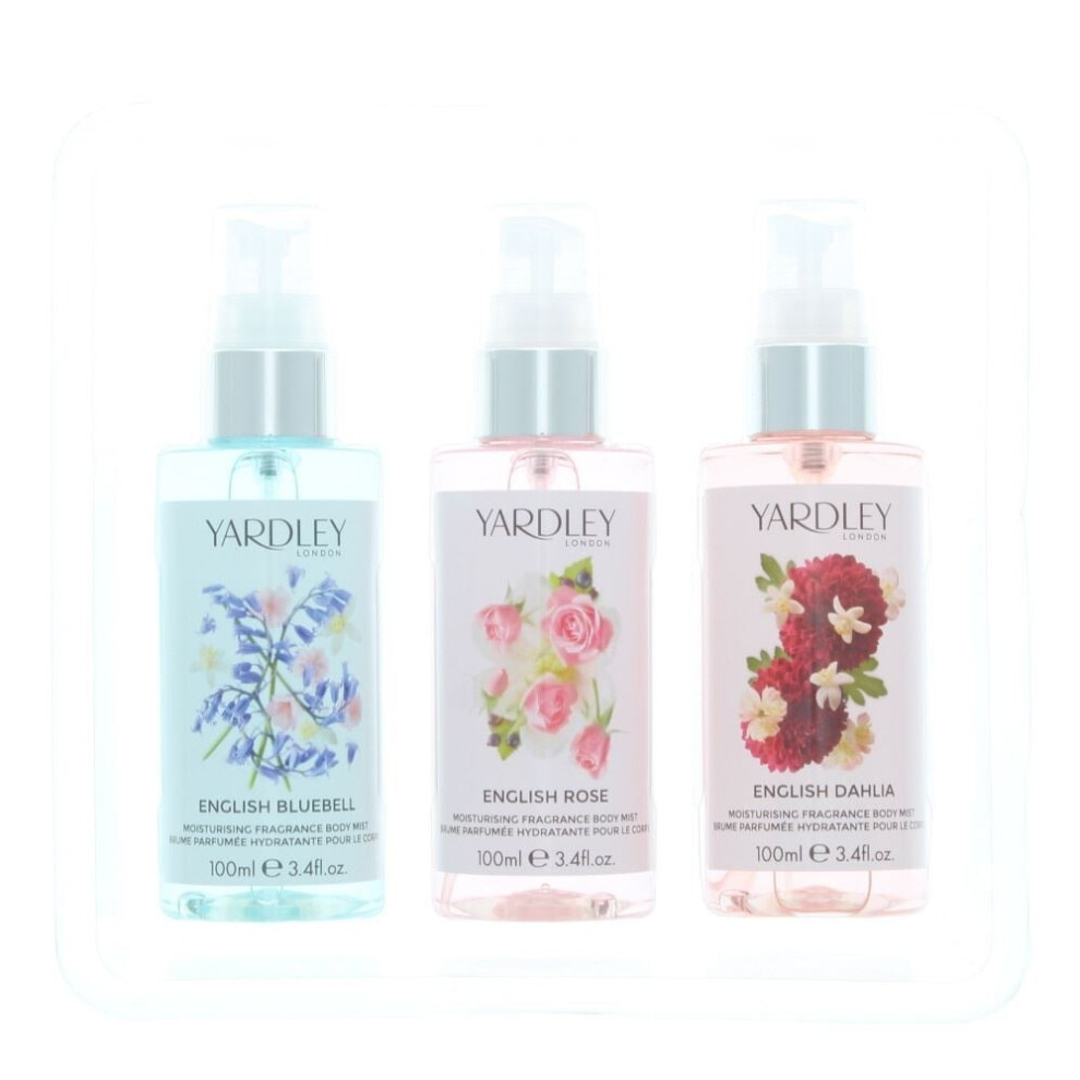 Yardley Fragrance Mist Collection 100ml X 3 Rose & Dahlia & Bluebell