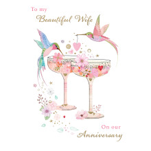 Beautiful Wife On Our Anniversary Humming Cheers! Anniversary Contemporary Card
