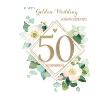 Golden Wedding Anniversary 50 Years Gold Memories  Anniversary Contemporary Card