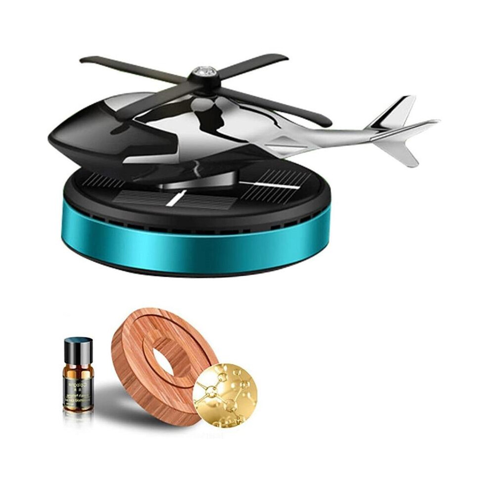 (Blue) Car Fragrance Diffuser Ornament Helicopter-Shaped Solar Powered Car Aromatherapy Blue 9112254243377