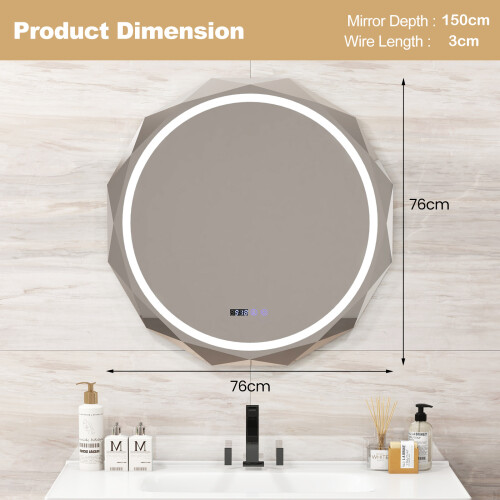 Casart LED Bathroom Mirror Wall Mounted Mirror with Dimmable 3-Color Lights 1