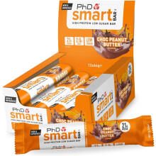 PhD Nutrition Smart Protein Bar Low Calorie Nutritional Protein Bars/Protein Snacks Chocolate Peanut Butter Flavour, 20g of Protein, 64g Bar (12 Pack)