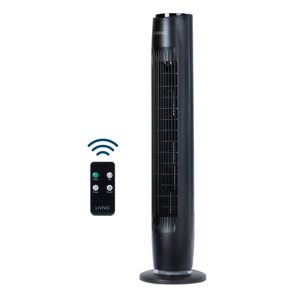 Livivo (Black) 32" Tower Fan With Timer And Remote Control Black