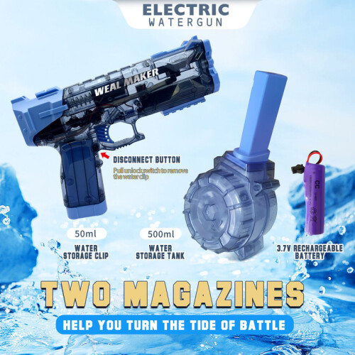 (blue) Ice Explosion Electric Water Gun Continuous Automatic High Pressure Strong 2