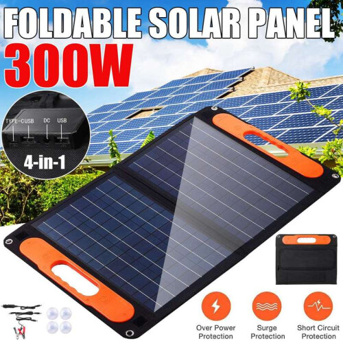 (100A) 300W Foldable Solar Panel Dual USB/TYPE C/DC Protable Outdoor Folding