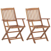 2 Garden Chairs Wooden Outdoor Folding Dining Chair Seater Armrest