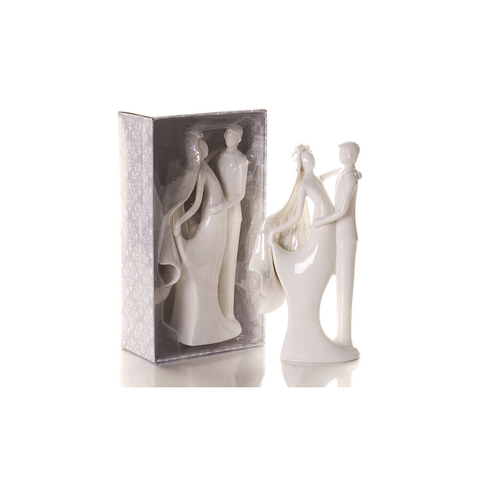 Elegant Porcelain Bride & Groom Cake Topper