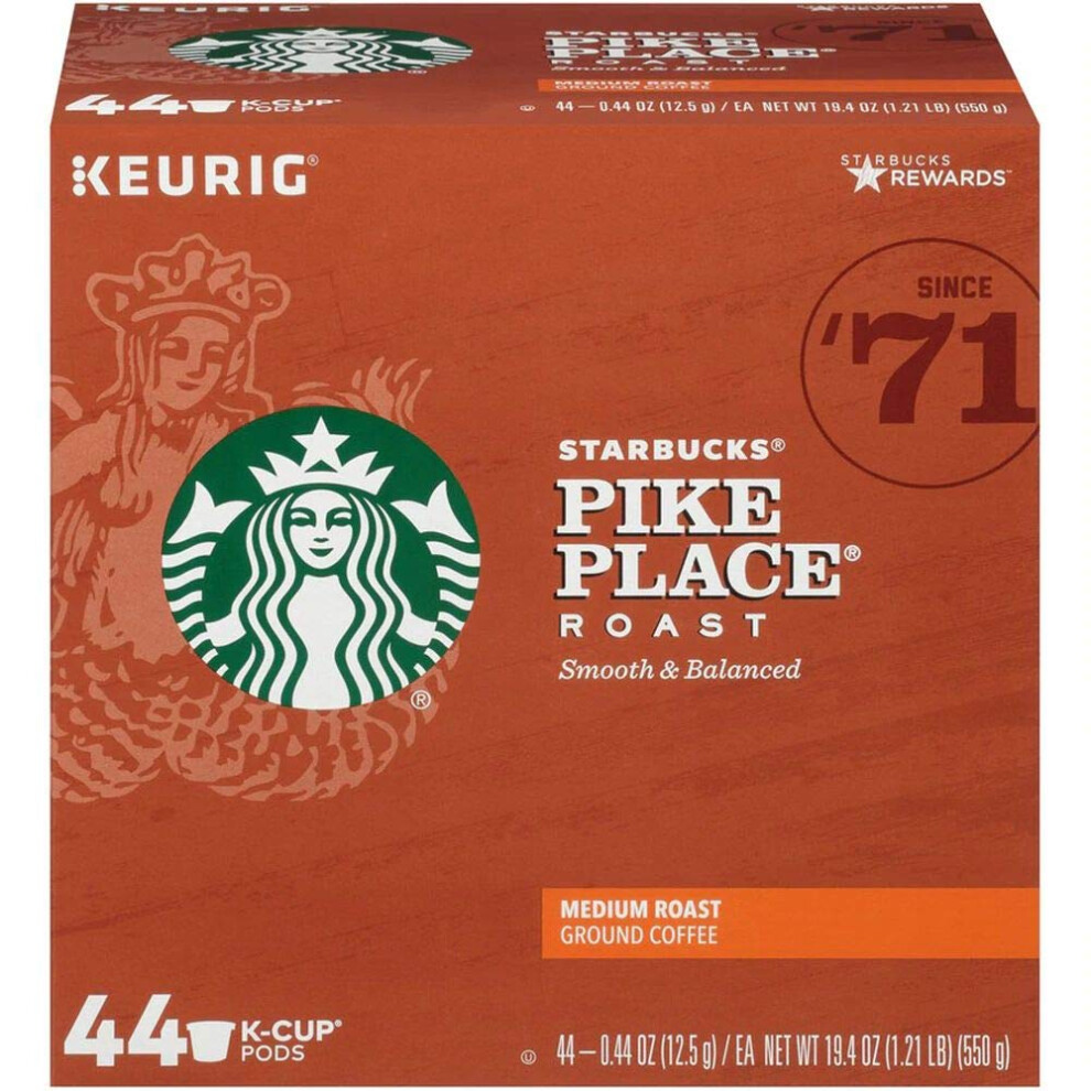 Starbucks Medium Roast K-Cup Coffee Pods, Pike Place, 72 ct.