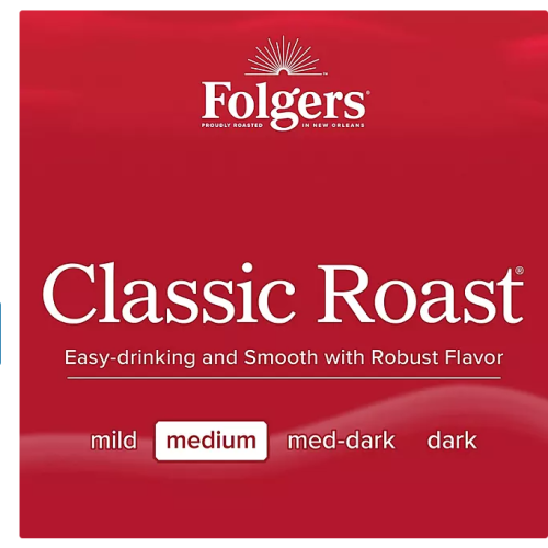 Folgers Classic Medium Roast Ground Coffee, 43.5 oz.
