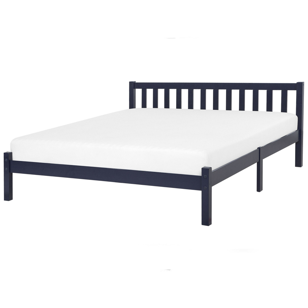 Bed Pine Wood FLORAC 180 x 200 cm (EU Super King) Navy Blue