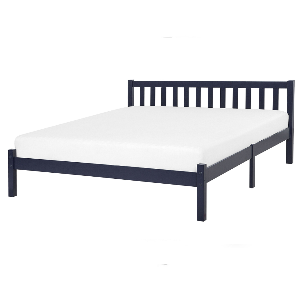 Bed Pine Wood FLORAC 160 x 200 cm (EU King Size) Navy Blue