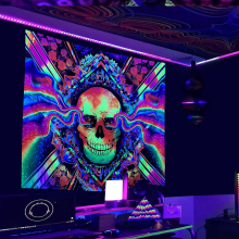 (130x150cm, GT128-20) Glow In The Dark Colorful Bohemian Neon Tapestries Bedroom Blanket Trippy