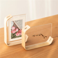 (Wood color, 6inch/10X15cm) Acrylic Wooden Photo Frame DIY Display Frame