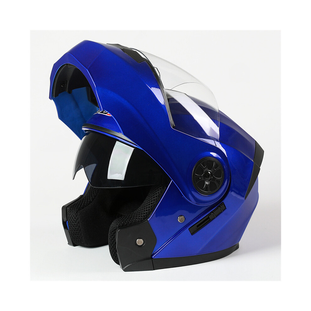 (xL, Blue) BLD Modular Dual Lens Motorcycle Helmet Safety Downhill Flip Up Helmets