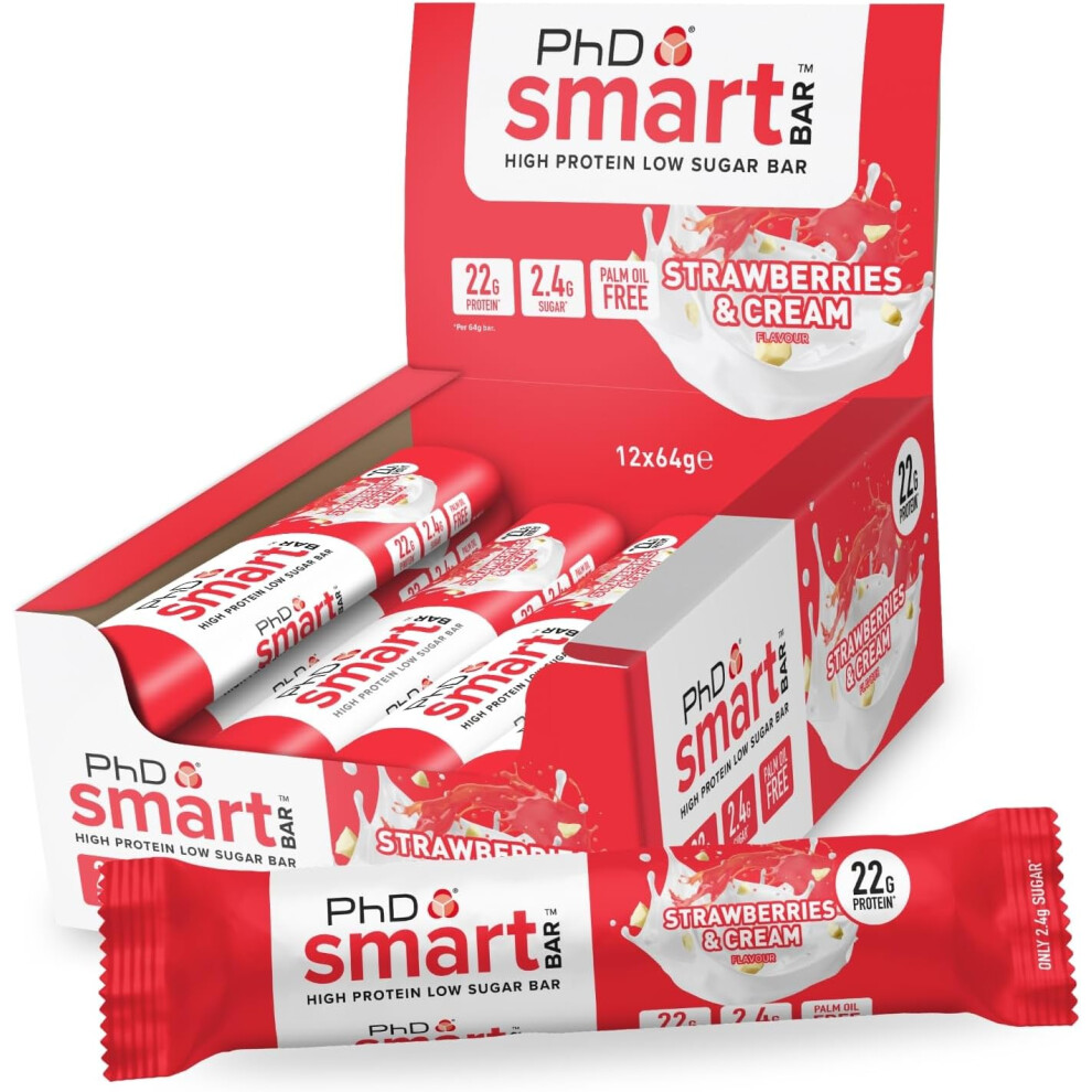 Visit The Phd Store Phd Nutrition Smart Protein Bar Low Calorie, Nutritional Protein Bars / Protein Snacks, Strawberries And 20G Of Protein, 64G Bar (12 Pack)