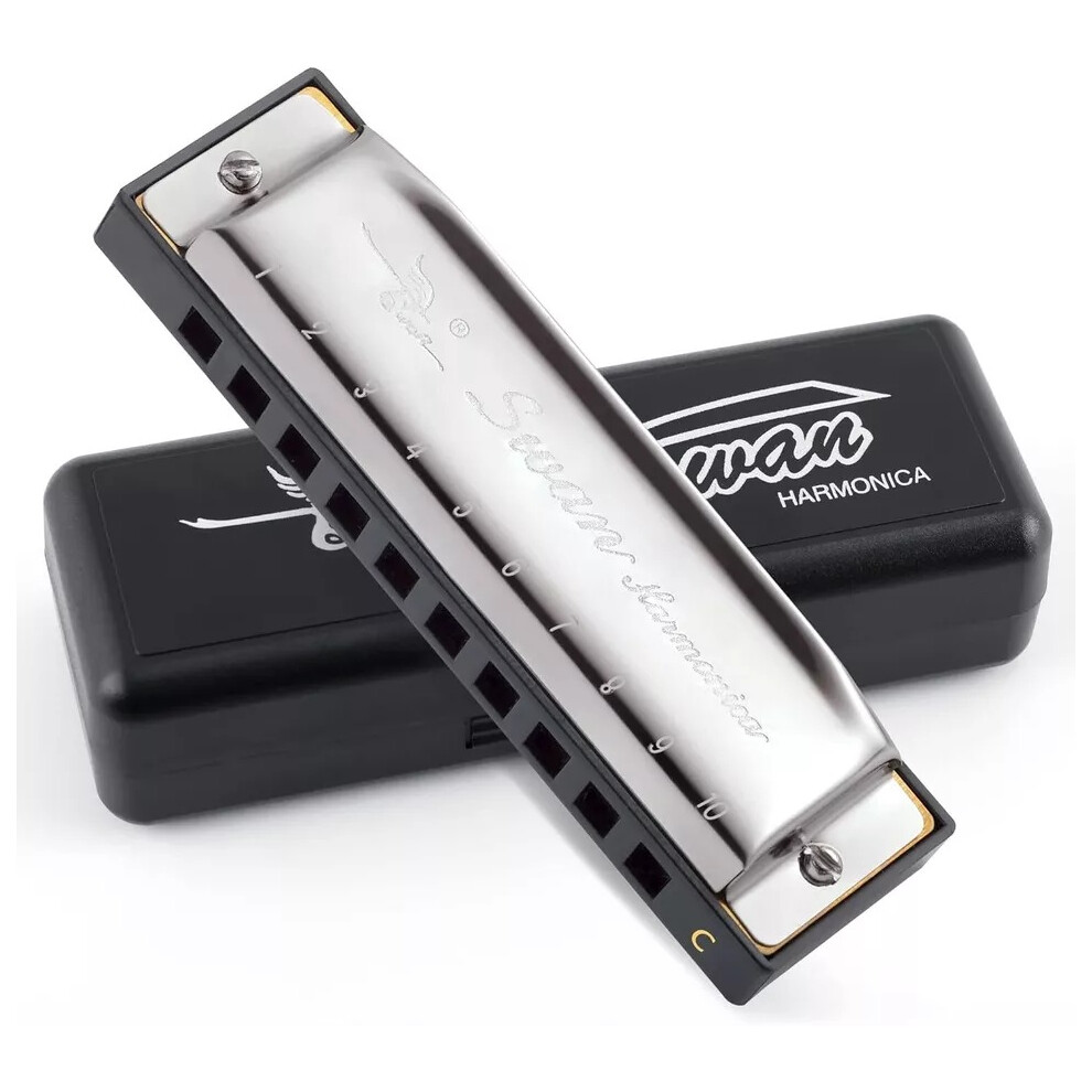 Swan Harmonica 10 Hole Key of C for Blues Rock Jazz Folk Harmonica New