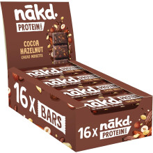 Nakd Cocoa Hazelnut Protein Bar - Vegan - Gluten Free - Healthy Snack, 45g (Pack of 16 bars)