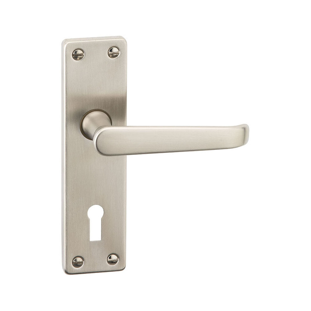 (Satin Nickel Keyhole) Victoria Metal Lever Latch Door Handles Set