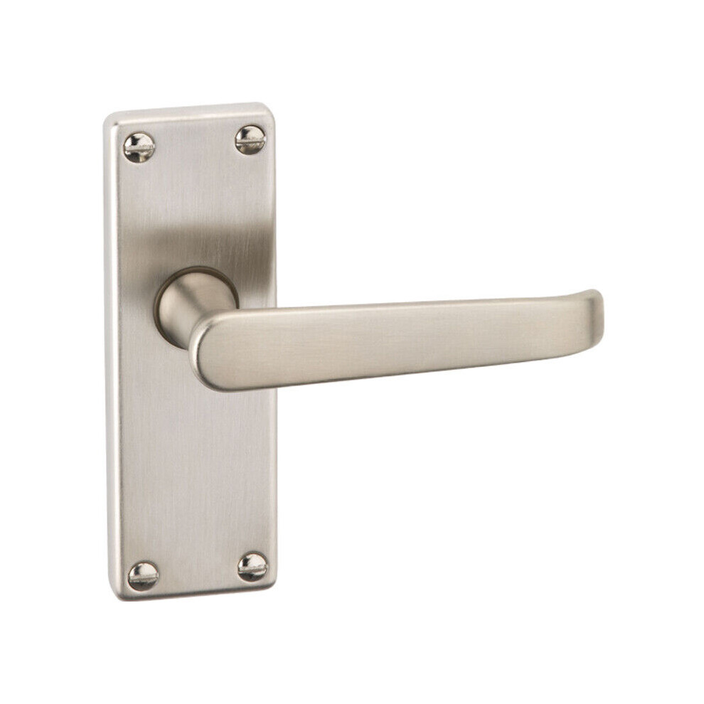 (Satin Nickel plain118mm ) Victoria Metal Lever Latch Door Handles Set