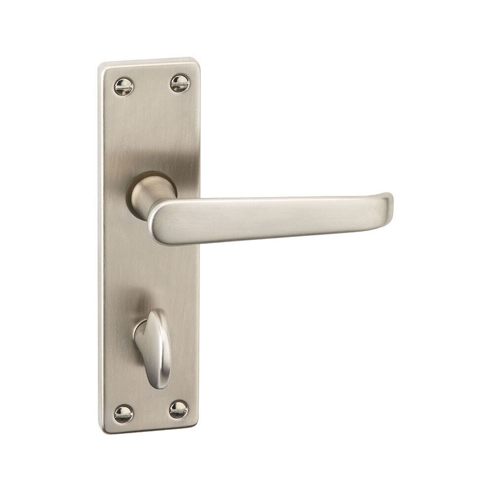 (Satin Nickel Bathroom) Victoria Metal Lever Latch Door Handles Set