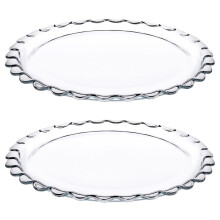 (2) 26cm Large Round Glass Dessert Plate Serving Set