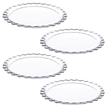 (4) 26cm Large Round Glass Dessert Plate Serving Set