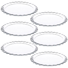 (6) 26cm Large Round Glass Dessert Plate Serving Set