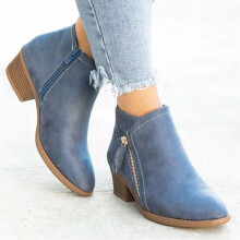 (Blue, UK 3 / EU 36 / US 5) Ankle Chelsea Boots Shoes Ladies Faux Suede Casual Zip Comfy Womens Shoes Sizes