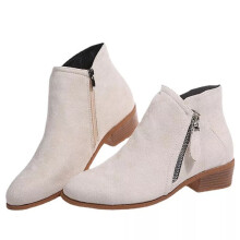 (OFF-WHITE, UK 8 / EU 43 / US 10) Ankle Chelsea Boots Shoes Ladies Faux Suede Casual Zip Comfy Womens Shoes Sizes