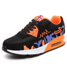(Black orange, UK 7) Womens Ladies Running Trainers Sports Sneakers Knit Lace Up Comfy GYM Shoes Size