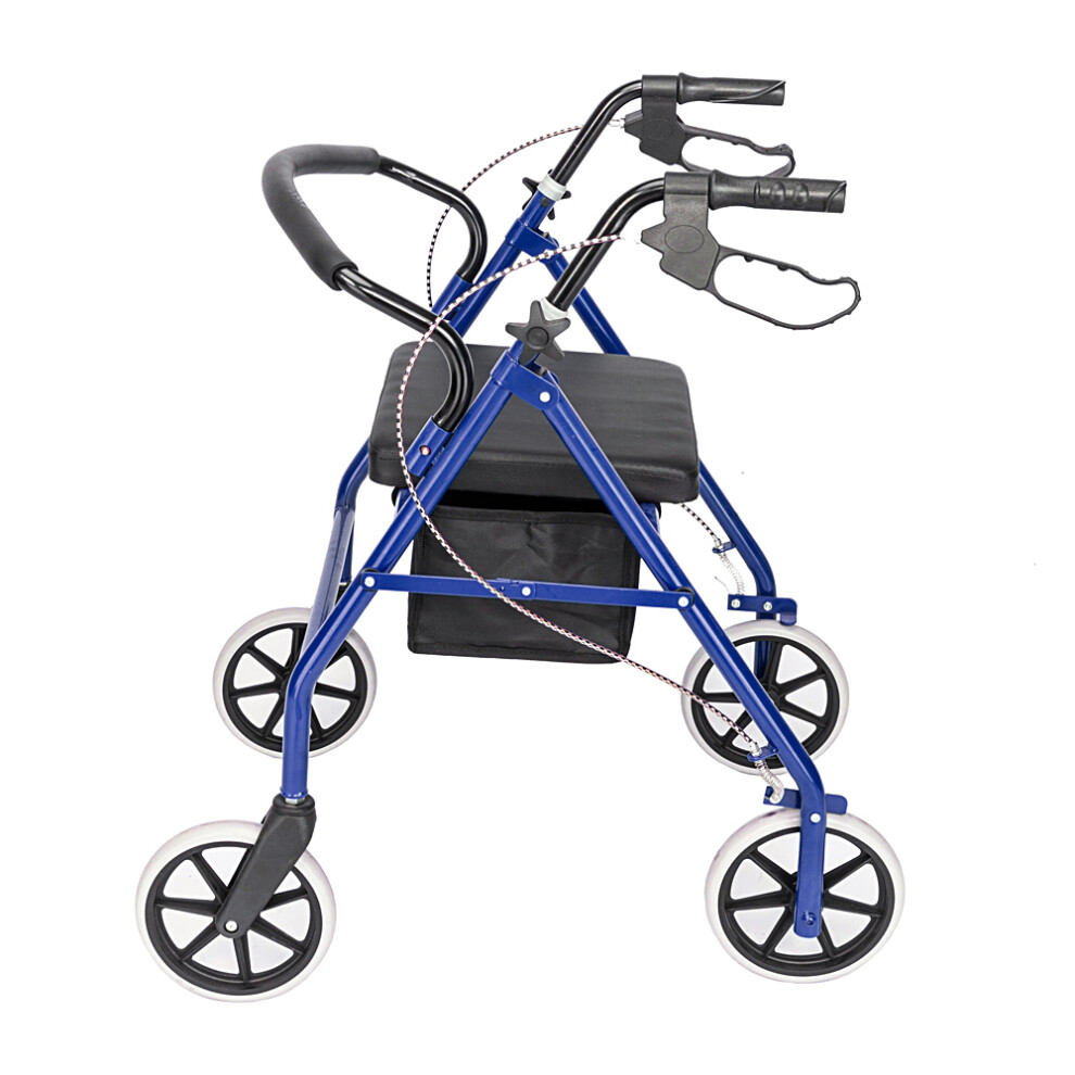 New Folding Rollator Disablity Aid Mobility Walker 4 Wheels with Seat Blue
