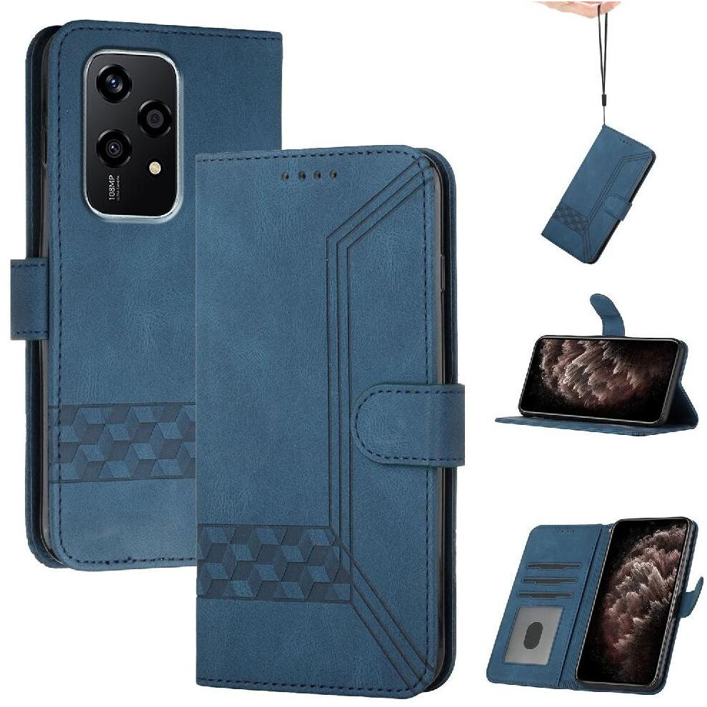 (Blue) Compatible With Honor 200 Lite Pu Leather With Handy Stand Feature Card Cover Wallet Blue 764762764722
