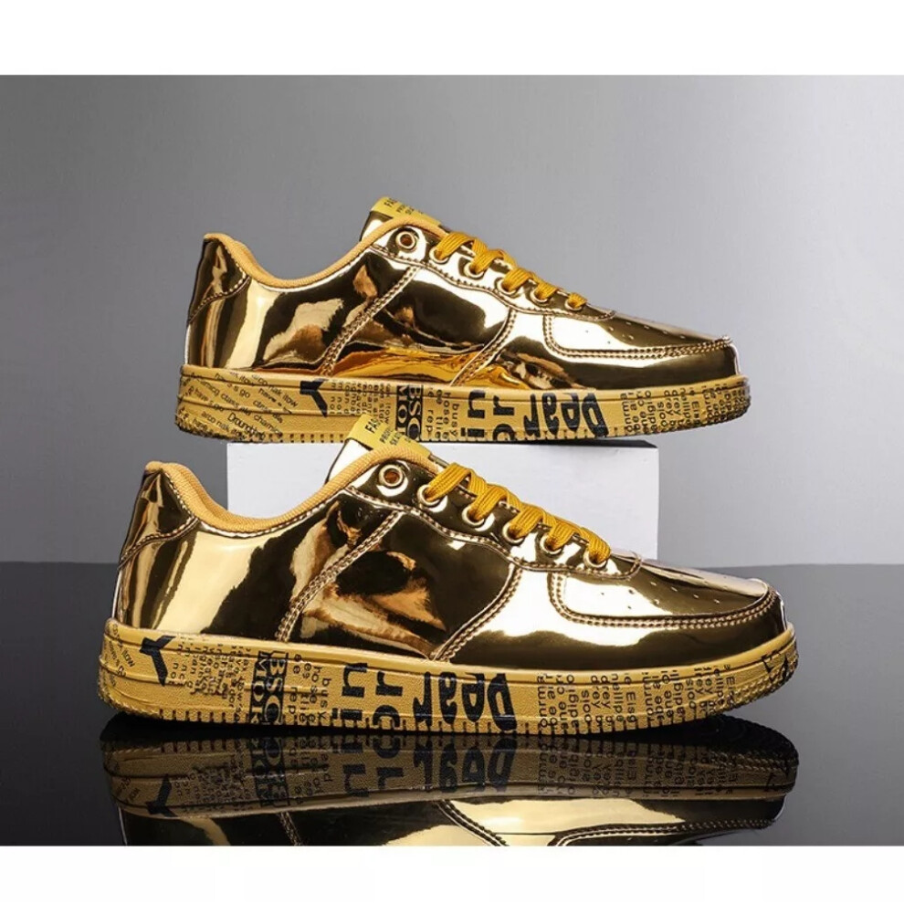 (UK8= EUR42=Inner length?26cm?, Gold) Men Women Boys Girls Students Running Training Shoes Sports Shoes UK sizes 3-11