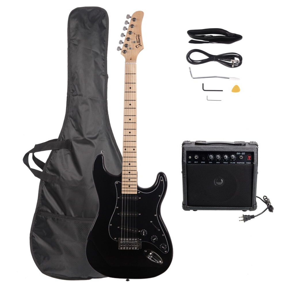 New Glarry GST Stylish Electric Guitar Kits Bag+Strap+Power Cord+Amplifier AMP