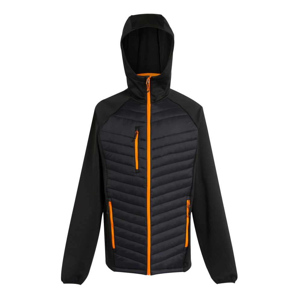 (3XL, Black/Orange Pop) Regatta Mens Navigate Quilted Hybrid Jacket