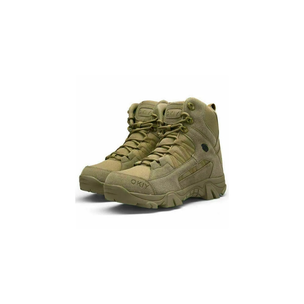 (Brown, UK10=EU45) Mens Military Tactical Combat Hiking Boots Desert Training Shoes Outdoor UK6-10