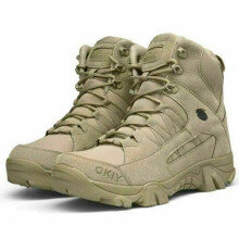 (Khaki, UK6.5=EU40) Mens Military Tactical Combat Hiking Boots Desert Training Shoes Outdoor UK6-10