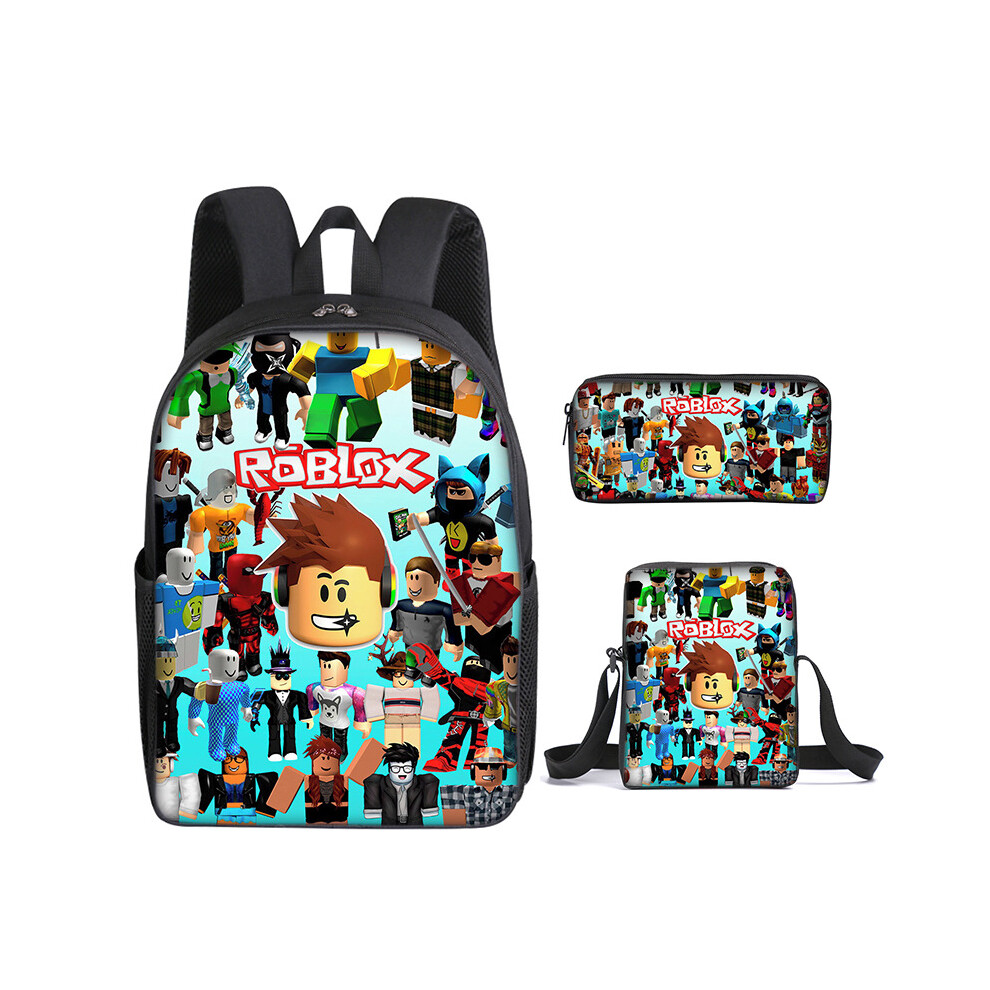 (Style 1) Kids Boys Girls Roblox Printed Backpacks 3 Piece Schoolbag Fashion Gifts