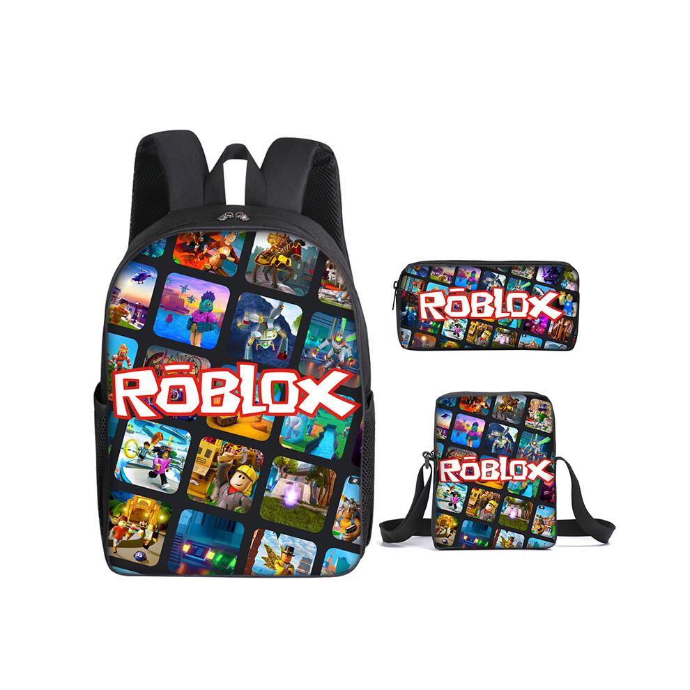 (Style 4) Kids Boys Girls Roblox Printed Backpacks 3 Piece Schoolbag Fashion Gifts