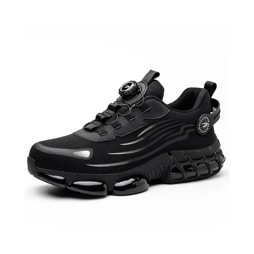 (UK9=EUR44, 266 Black) Men&Women Lightweight Work Shoes Safety Trainers Steel Toe Cap Sefty Boots UK