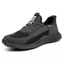 (Black, UK7.5=CN42) Mens Safety Trainers Lightweight Sports Steel Toe Cap Work Boots Safety Shoes