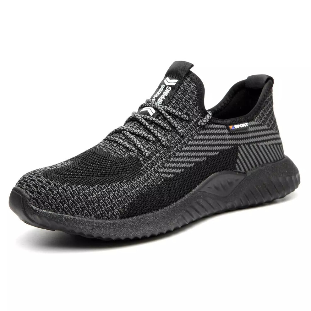 (Black, UK13 = CN 48) Mens Safety Trainers Lightweight Sports Steel Toe Cap Work Boots Safety Shoes
