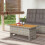 (Grey) Garden Coffee Table Poly Rattan Adjustable Height 1