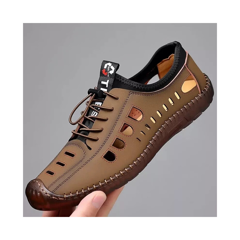 (Khaki, EU44=UK9) SandalsSummer Men'sSneakers Casual Fashion Hollow Out Breathable running shoes-image-OPC-PDZB9PS-NEW