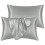 (Silk Pillowcase Pair, Grey) Pack of 2 Pillowcases Plain,Stripe,Silk Pillowcase 4