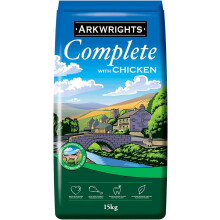 Arkwrights Chicken Dry Dog Food 15 Kg – Complete Nutrition for Active Dogs, 18% Protein, 7% Fat, Wholegrain, No Artificial Colours