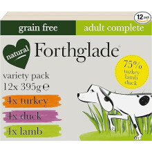 Forthglade Wet Dog Food Variety Pack (12 x 395 g Trays) Adult Dogs Grain Free Turkey Lamb Duck, Vegetables Stomach Dog Food Hypoallergenic Dog Food